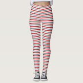 Rotes Silber und weiße Weihnachtsstreifen Leggings (Vorderseite)