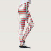 Rotes Silber und weiße Weihnachtsstreifen Leggings (Rechts)
