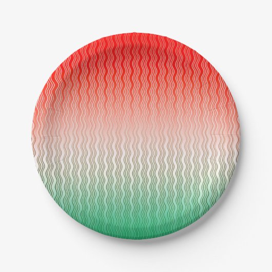 Rotes Silbergraue Streifen Pappteller (Vorderseite)