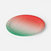Rotes Silbergraue Streifen Pappteller (Schrägansicht)