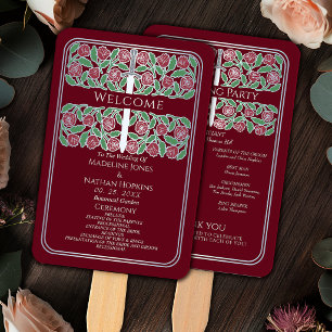 Rotes silbernes florales Schwert Königliches Hochz Fächer