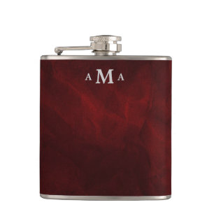 Rotes silbernes Monogramm Flachmann
