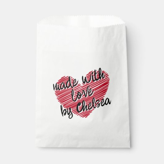 Rotes Sketchy Herz aus Liebe Geschenktütchen (Vorderseite)