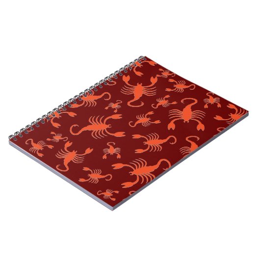 Rotes Skorpionmuster Notizblock (Linke Seite)