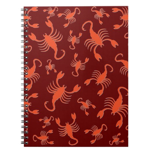 Rotes Skorpionmuster Notizblock (Vorderseite)