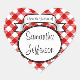 Rotes Skript - Aus der Küche von - Jar/Label Herz-Aufkleber