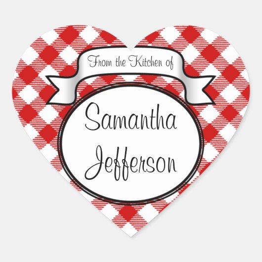 Rotes Skript - Aus der Küche von - Jar/Label Herz-Aufkleber (Vorderseite)
