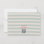 Rotes Skript Blaue Wasserfarbe QR-Code Retro-Hochz RSVP Karte (Rückseite)
