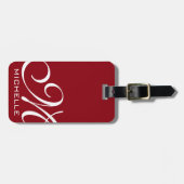Rotes Skript Mit Monogramm Gepäckanhänger (Vorderseite horizontal)