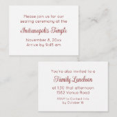 Rotes Skript Temple Sealing & Meal Einladung (Vorne/Hinten)