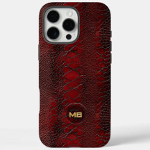Rotes Snakeskin Leder drucken Embosses Monogramm