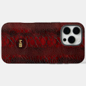 Rotes Snakeskin Leder drucken Embosses Monogramm Case-Mate iPhone Hülle (Rückseite (Horizontal))