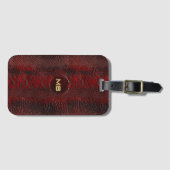 Rotes Snakeskin Leder drucken Embosses Monogramm Gepäckanhänger (Vorderseite (Horizontal))