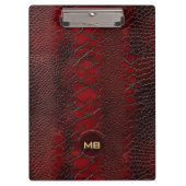 Rotes Snakeskin Leder drucken Embosses Monogramm Klemmbrett (Vorderseite)