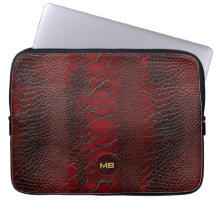 Rotes Snakeskin Leder drucken Embosses Monogramm