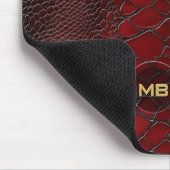 Rotes Snakeskin Leder drucken Embosses Monogramm Mousepad (Ecke)