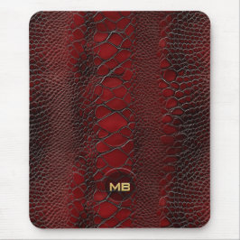 Rotes Snakeskin Leder drucken Embosses Monogramm Mousepad