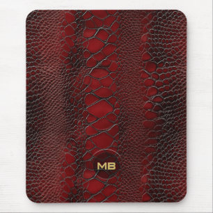 Rotes Snakeskin Leder drucken Embosses Monogramm Mousepad