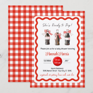 Rotes Soda-Baby bereit zum KNALLEN Baby Shower  Einladung