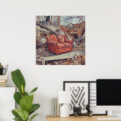 Rotes Sofa in Trümmern - Unerwartete Schönheit Kun Poster (Heimbüro)
