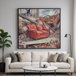 Rotes Sofa in Trümmern - Unerwartete Schönheit Kun Poster