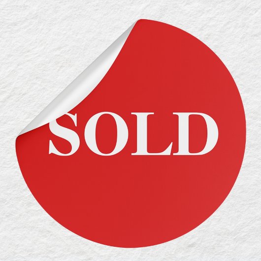 Rotes SOLD-Label Fette Geschäftsetikette Runder Aufkleber