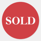 Rotes SOLD-Label Fette Geschäftsetikette Runder Aufkleber (Vorderseite)