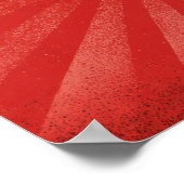 Rotes Sonnenstrahl-Hintergrund – Vintage-Retro-Tex Poster (Ecke)