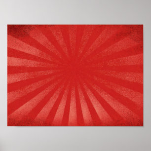 Rotes Sonnenstrahl-Hintergrund – Vintage-Retro-Tex Poster