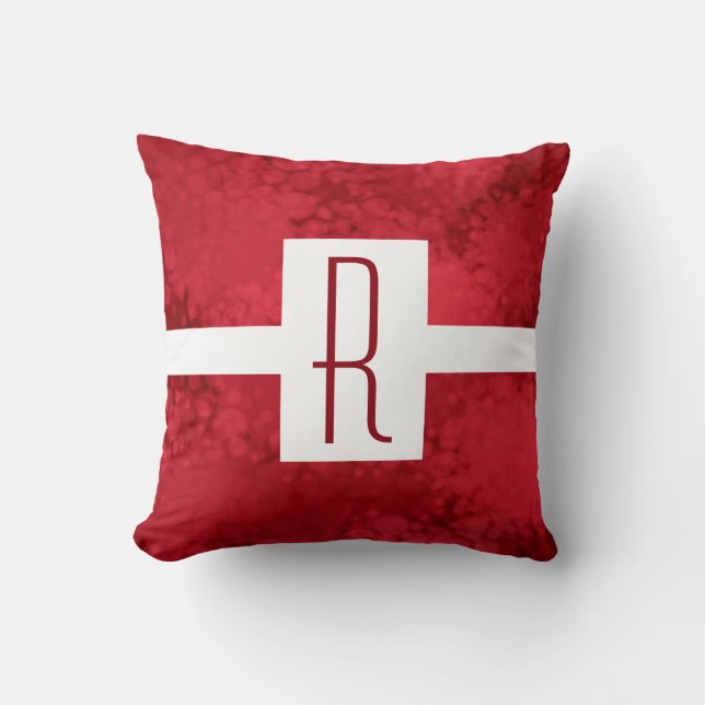 Rotes Speckled Monogramm Kissen (Vorderseite)