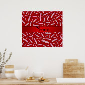 Rotes Speckmuster mit personalisiertem Namen Poster (Küche)