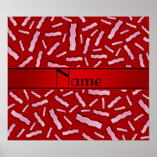 Rotes Speckmuster mit personalisiertem Namen Poster