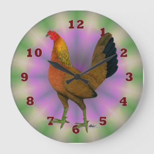 Rotes Spielhuhn Große Wanduhr