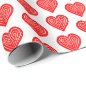 Rotes Spielkartensymbol Herzform Lino-Schnitt Geschenkpapier (Rolleneckpunkt)