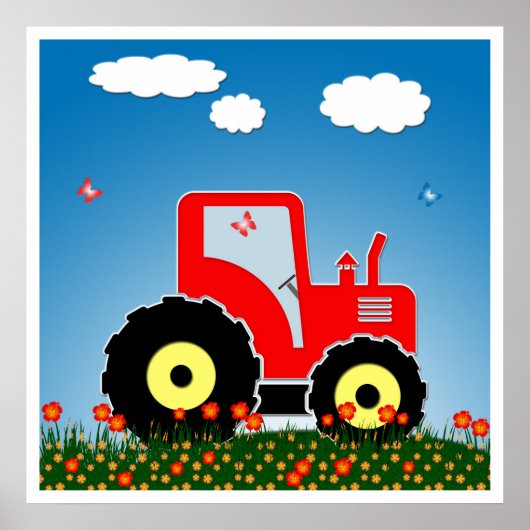 Rotes Spielzeugtraktor Poster (Vorne)