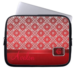 Rotes Spitze-Imitat Jeweled Monogramm-Laptop-Hüls Laptopschutzhülle