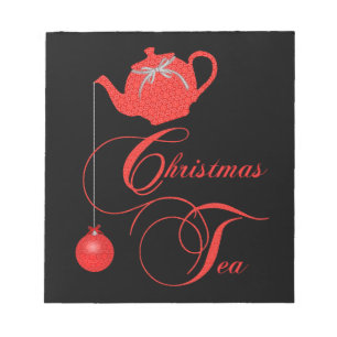 Rotes Spitze-Weihnachtstee-Party Notizblock