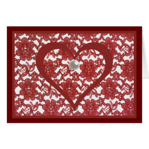Rotes Spitzen Valentinstagskarte mit Gedicht