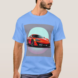 Rotes Sportauto mit futuristischem Hintergrund T-Shirt
