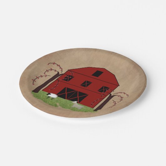 Rotes Stallpapier Pappteller (Schrägansicht)