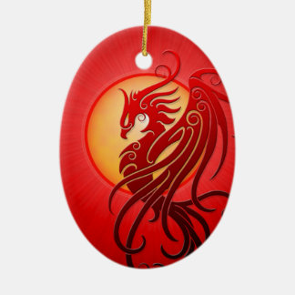 Rotes Stammes- Phoenix Keramikornament