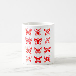 Rotes Stammes-Schmetterlings-Ornament Kaffeetasse