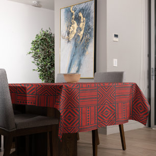 Rotes Stammesmuster-Kunsthandwerk Tischdecke