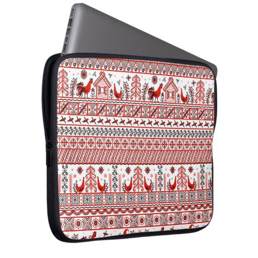 Rotes Stammesmuster Laptopschutzhülle (Vorne Rechts)