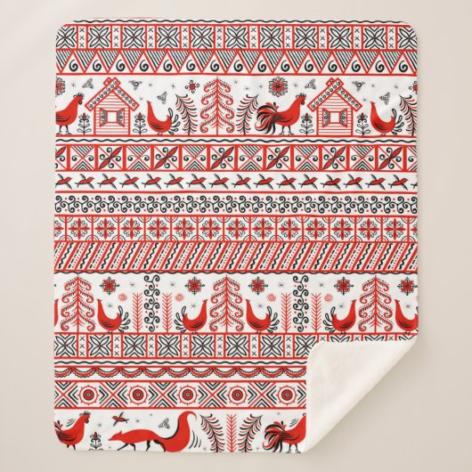 Rotes Stammesmuster Sherpadecke (Vorderseite)