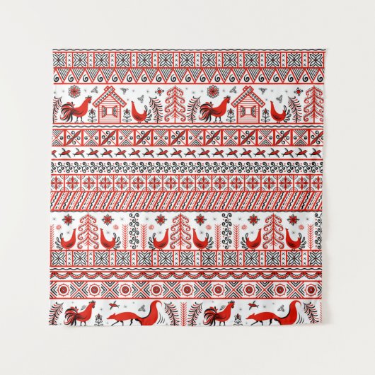 Rotes Stammesmuster Wandteppich (Vorderseite)