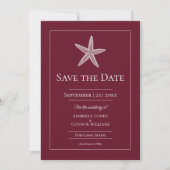 Rotes Starfish Monogramm-Foto Save The Date (Vorderseite)