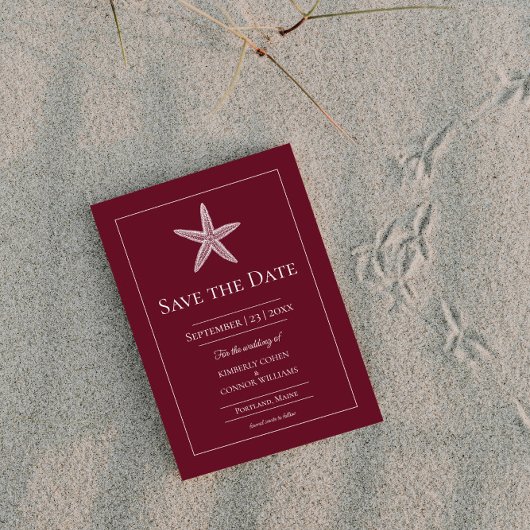 Rotes Starfish Monogramm-Foto Save The Date