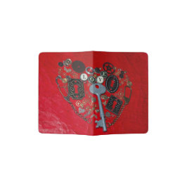 Rotes Steampunk Herz Passhülle