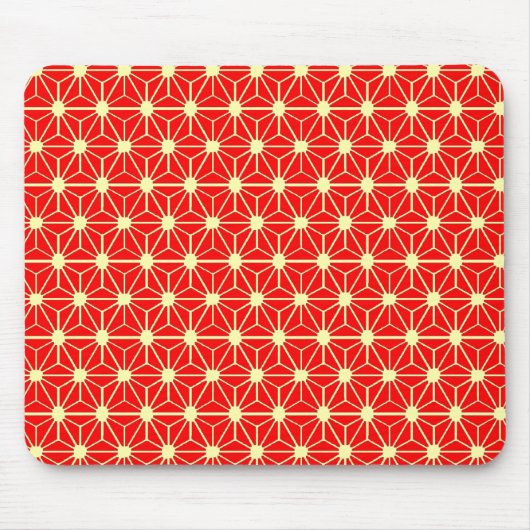 rotes Sternmuster mit gelber Linie Mousepad (Vorne)